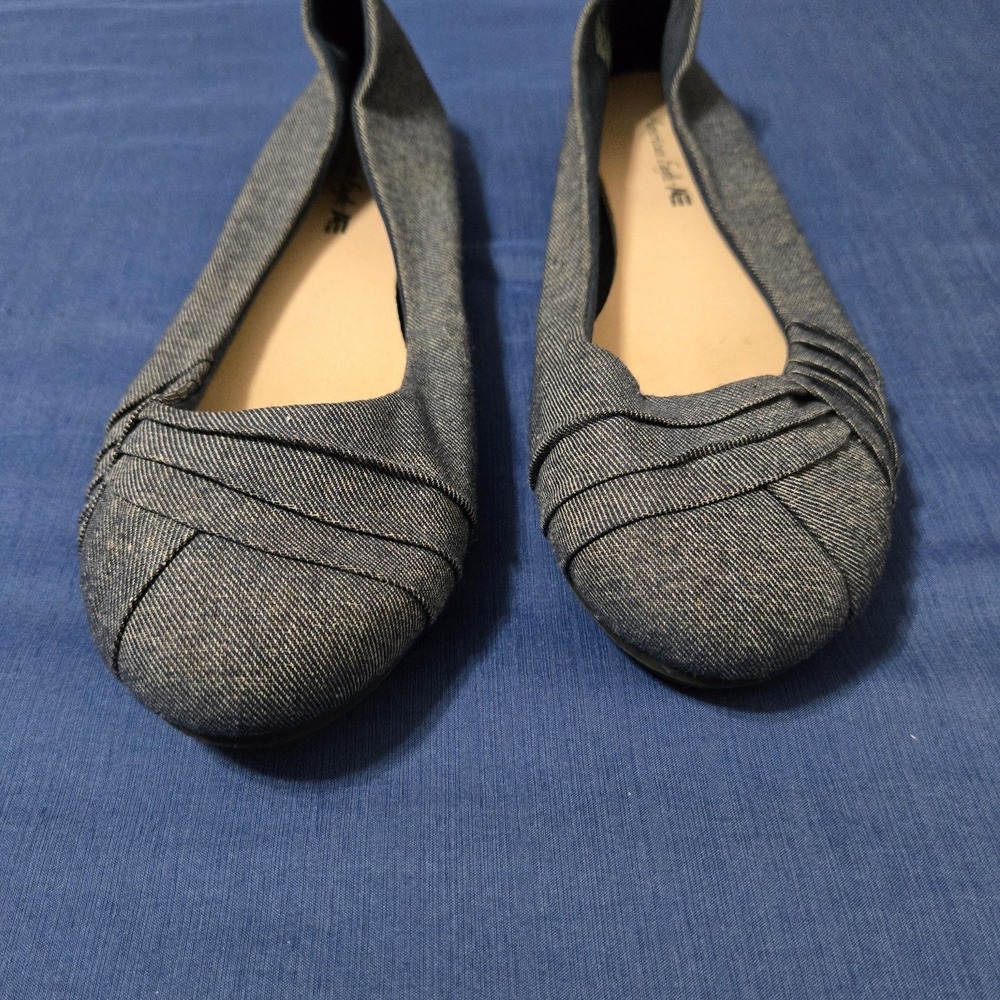 American Eagle Shoes Womens Size 11 Denim Ballet Flats Round Toe Casual Comfort - Picture 2 of 7